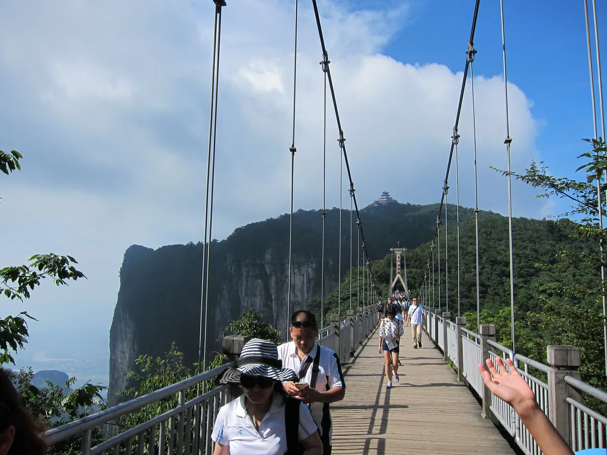 The Zhangjiajie Grand Canyon beneath the glass bridge