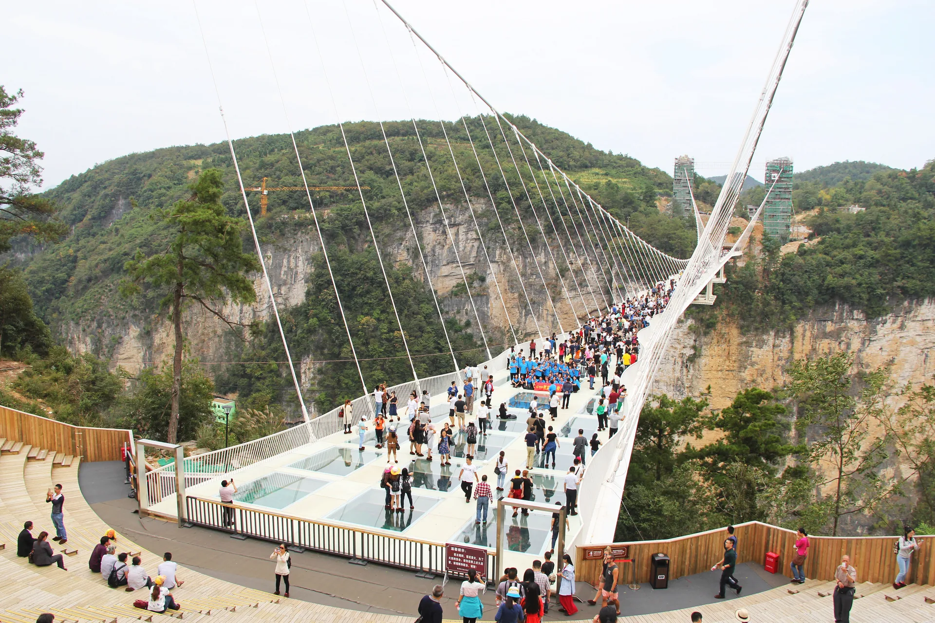 The Zhangjiajie Grand Canyon Glass Bridge spanning the canyon, Hunan, China